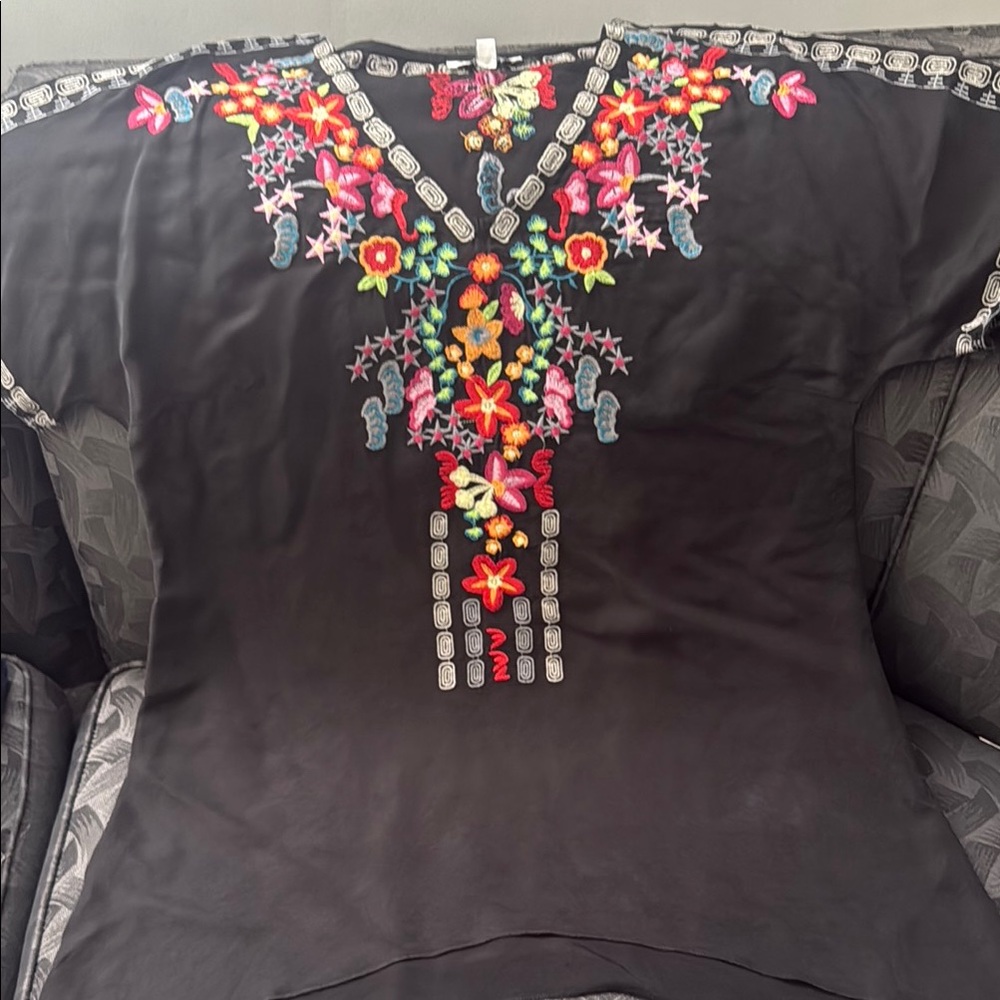 Embroidered Black Women's Top